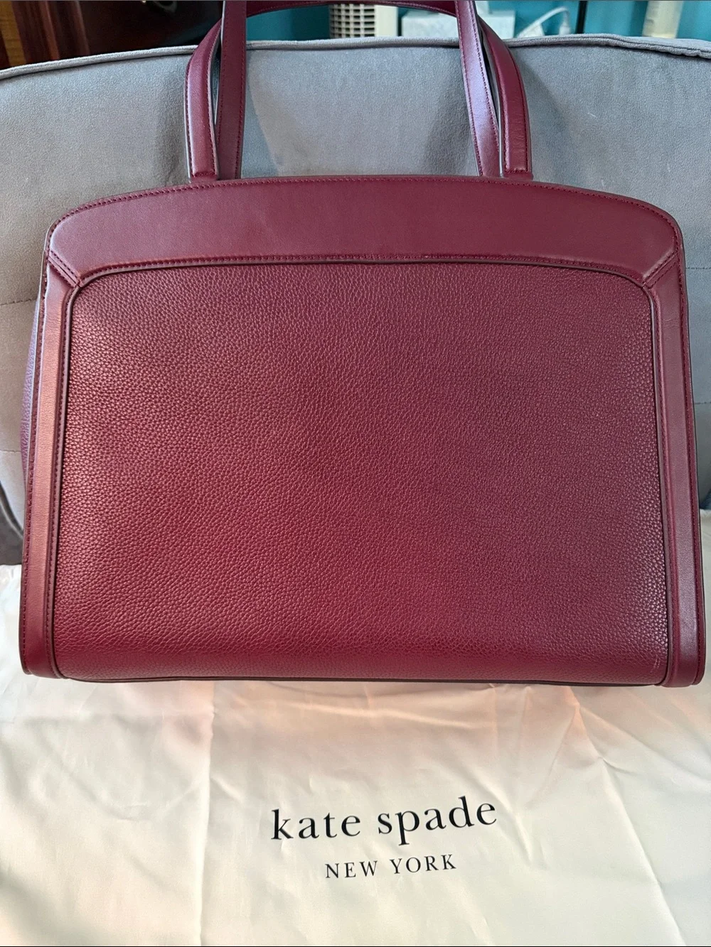 Kate Spade Leather Tote in Burgundy with Gold hardware